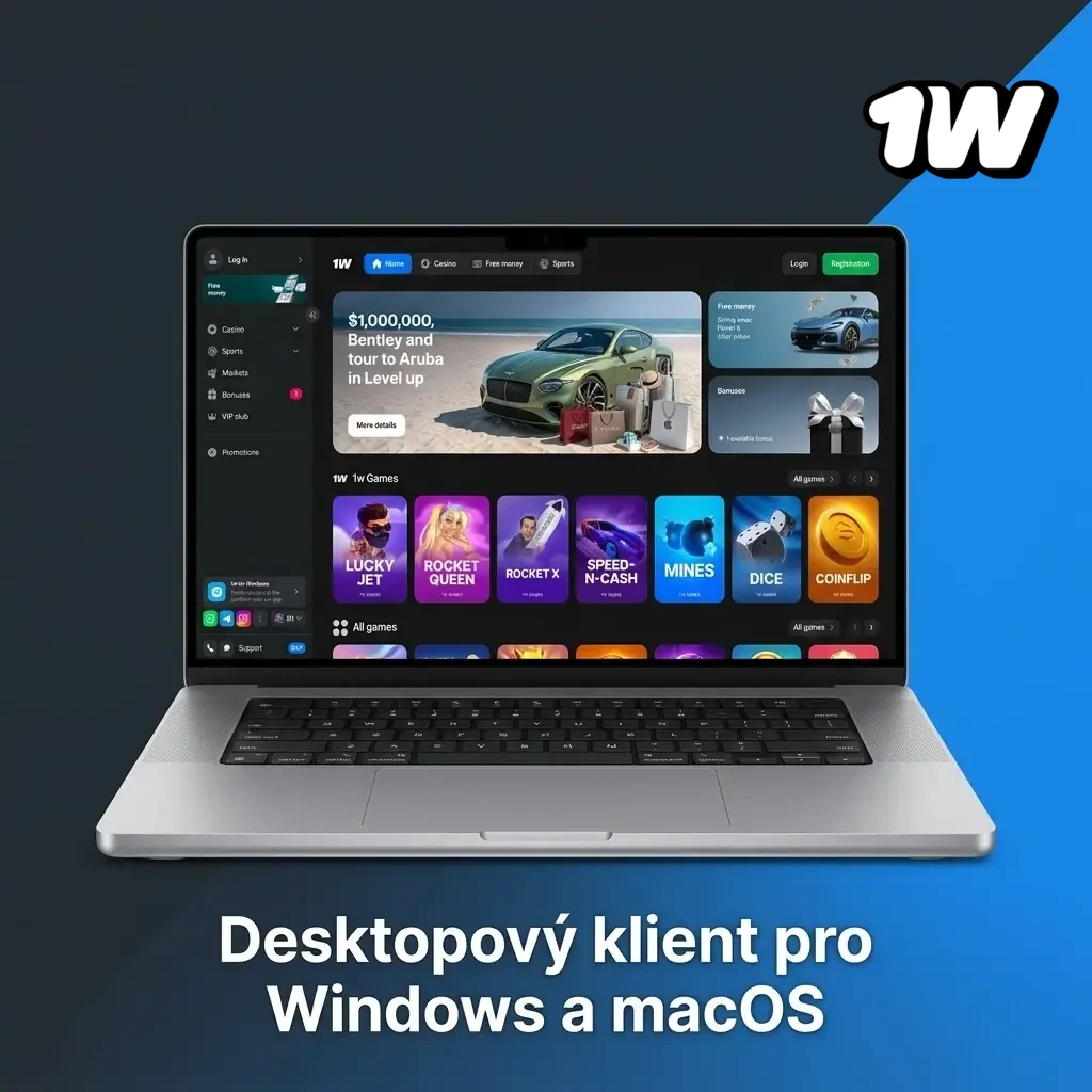 Webová platforma 1w dostupná přes prohlížeč na Windows a macOS bez instalace desktopové aplikace