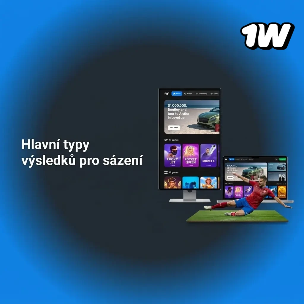 Hlavní typy sázkových výsledků na platformě 1w – 1X2, handicap, over/under, vítěz turnaje a poločas