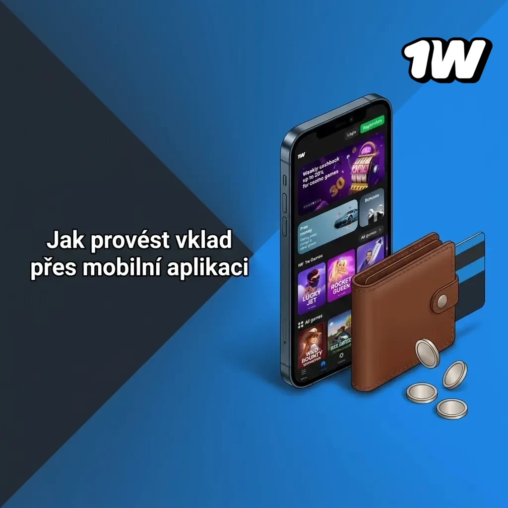 Vklad přes mobilní aplikaci 1w – výběr kryptoměny, kopírování adresy peněženky a potvrzení transakce