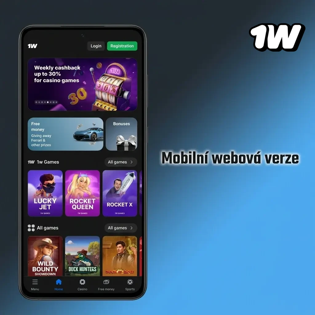 Mobilní web 1w v prohlížeči bez instalace – sázení a kasino na smartphonu nebo tabletu