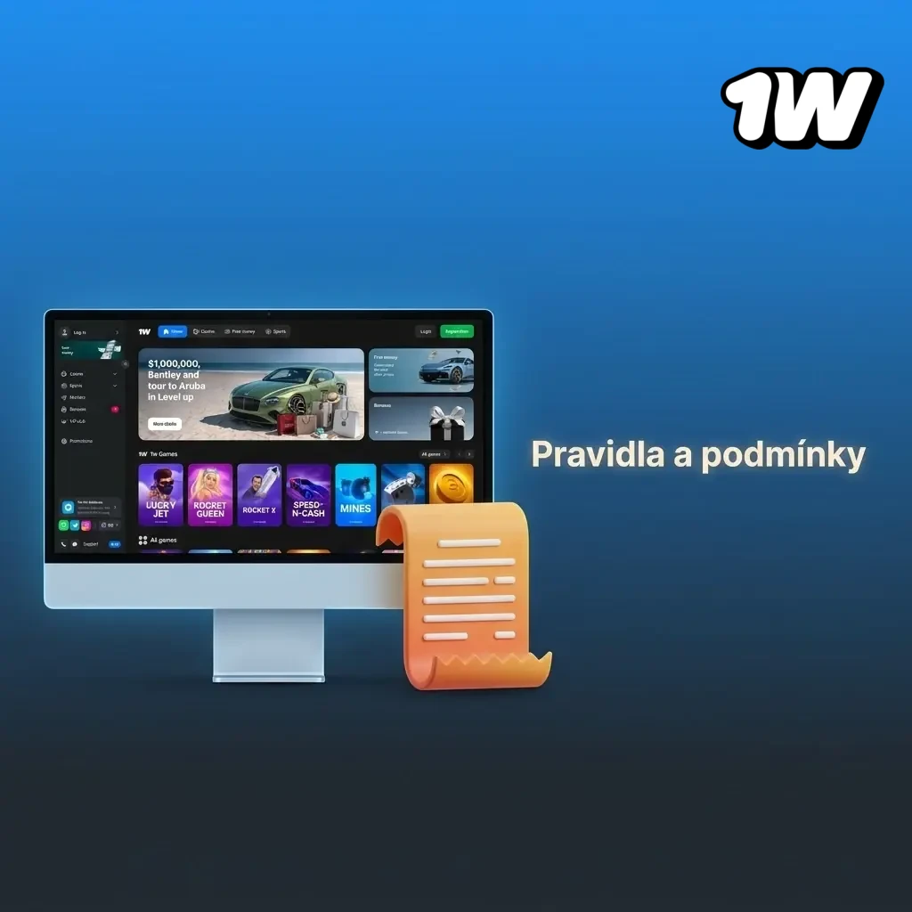 Pravidla a podmínky platformy 1w – věkový limit, jeden účet, KYC ověření a fair play bonusy