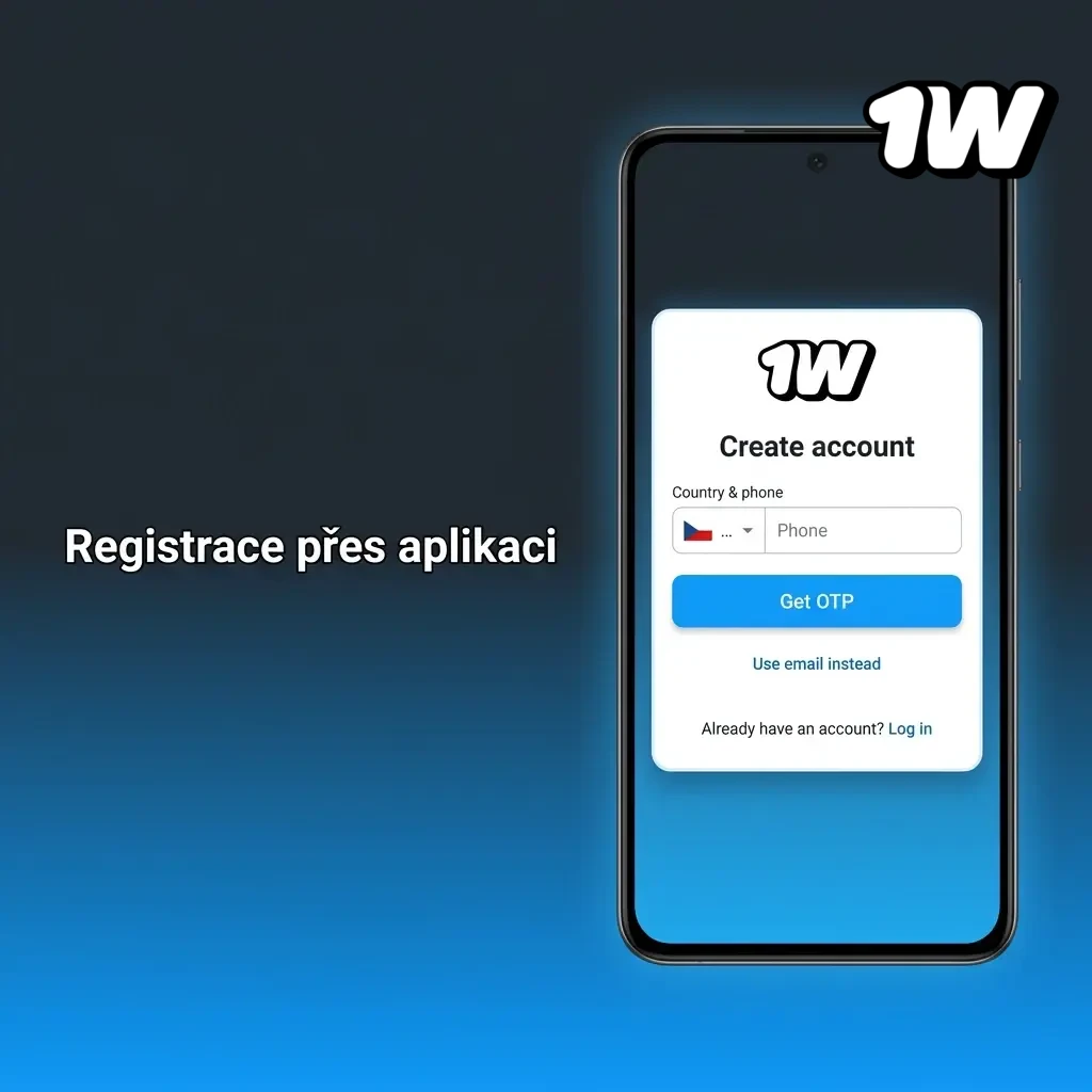 Registrace nového účtu přes mobilní aplikaci – zadání e-mailu, hesla a osobních údajů