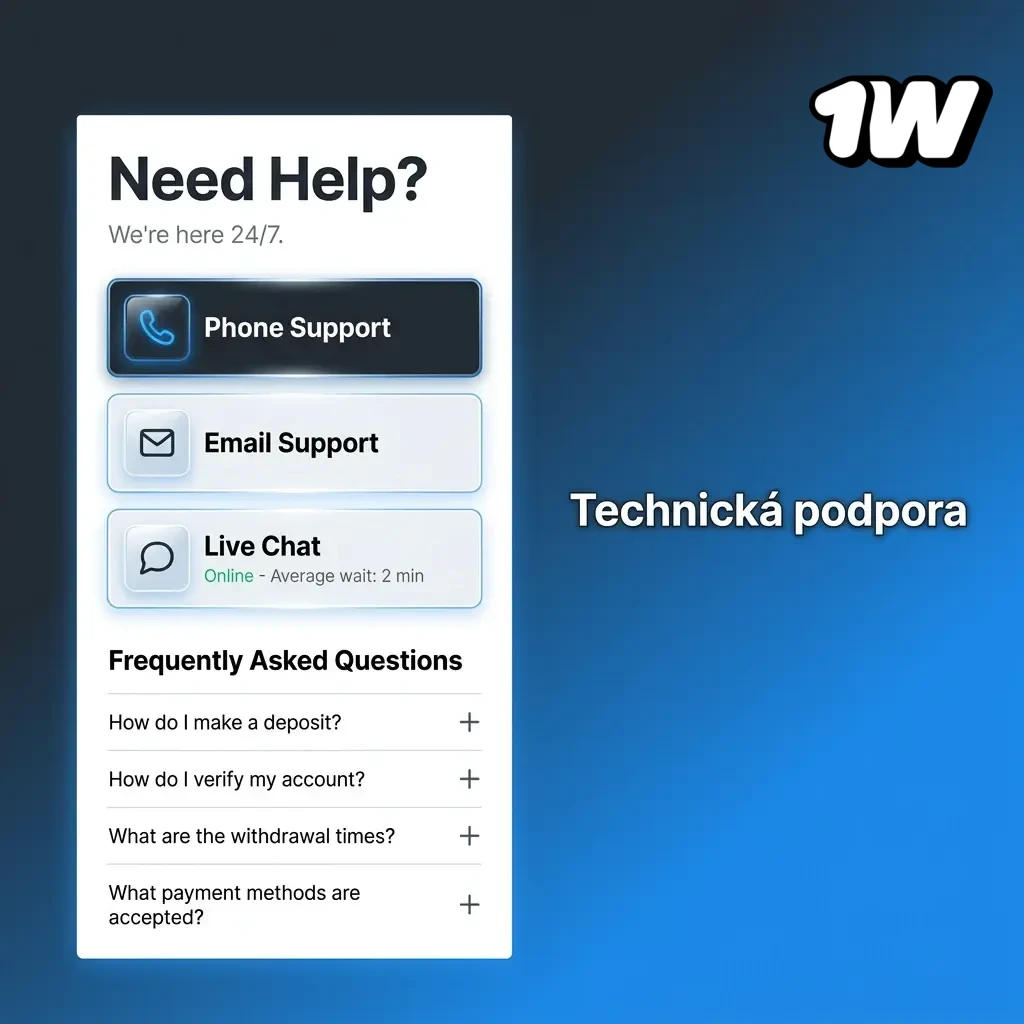 Technická podpora 1W – řešení chyb přihlášení, plateb a her nonstop 24/7