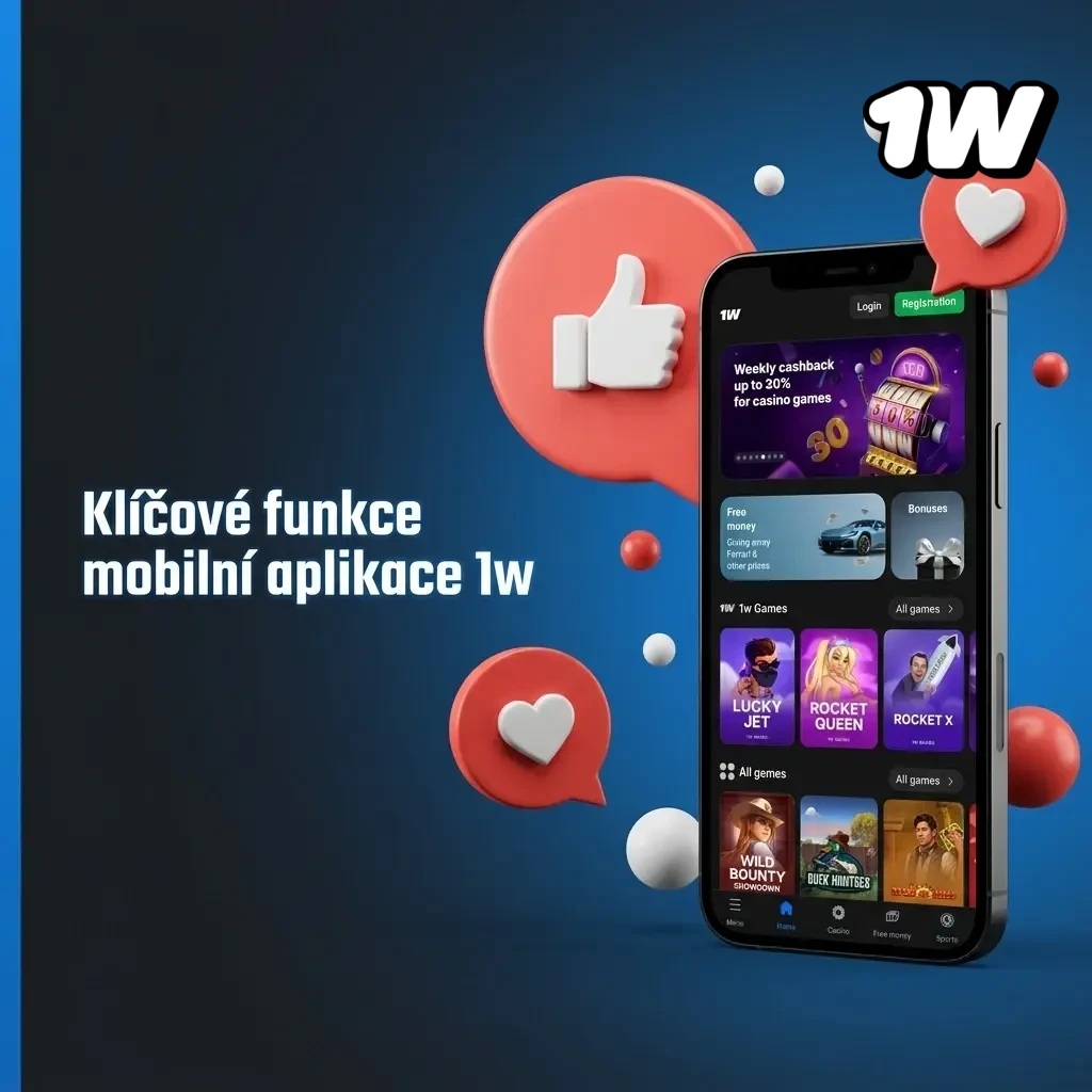 Klíčové funkce mobilní aplikace 1w – bonusy, krypto platby, živé sázení a česká lokalizace