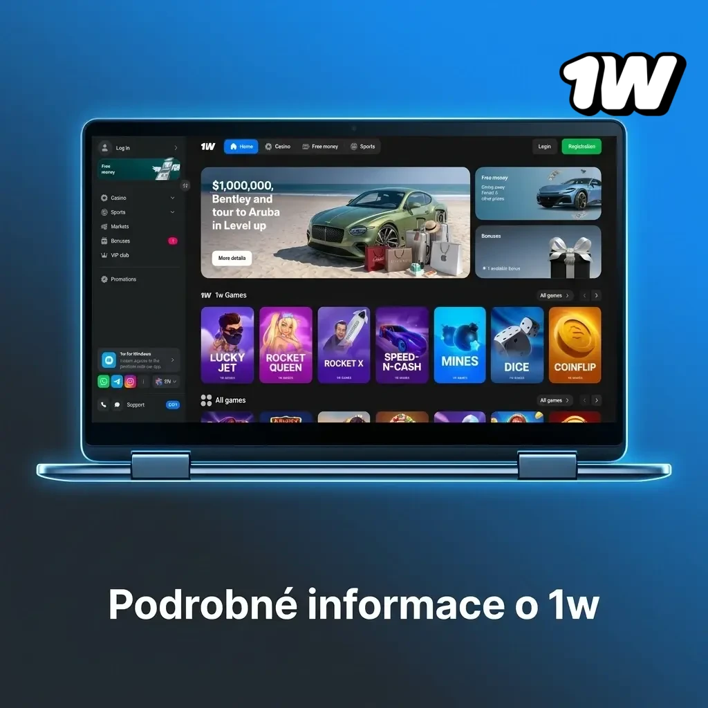 Online platforma 1w pro české hráče – sázková kancelář, kasino, mobilní aplikace a SSL zabezpečení