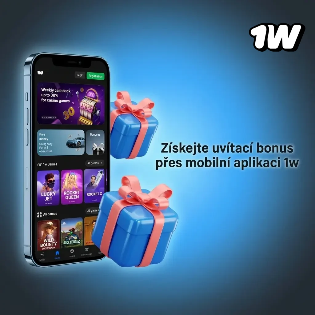 Aktivace uvítacího bonusu v mobilní aplikaci 1w na Androidu a iOS pomocí prvního vkladu